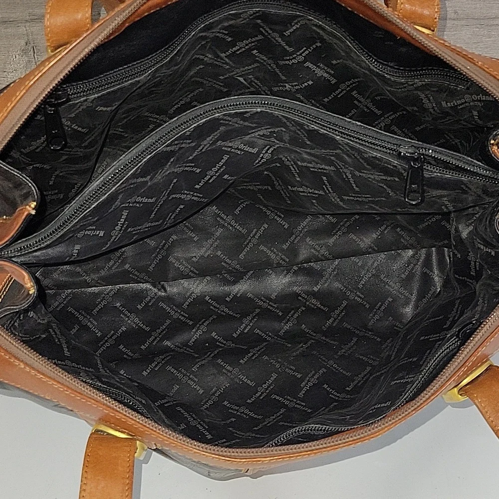 Vintage Marino Orlandi Black/Brown Large Leather Bag